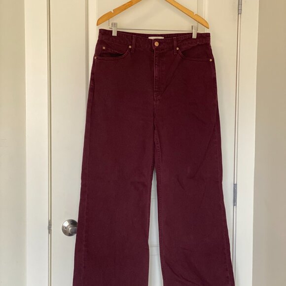 Ulla Johnson Wide-Leg High-Rise Jeans – Size 31 (Burgundy) - Picture 3 of 4
